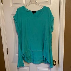 Melissa Page Women’s Lagenlook Turquoise Top Size Large